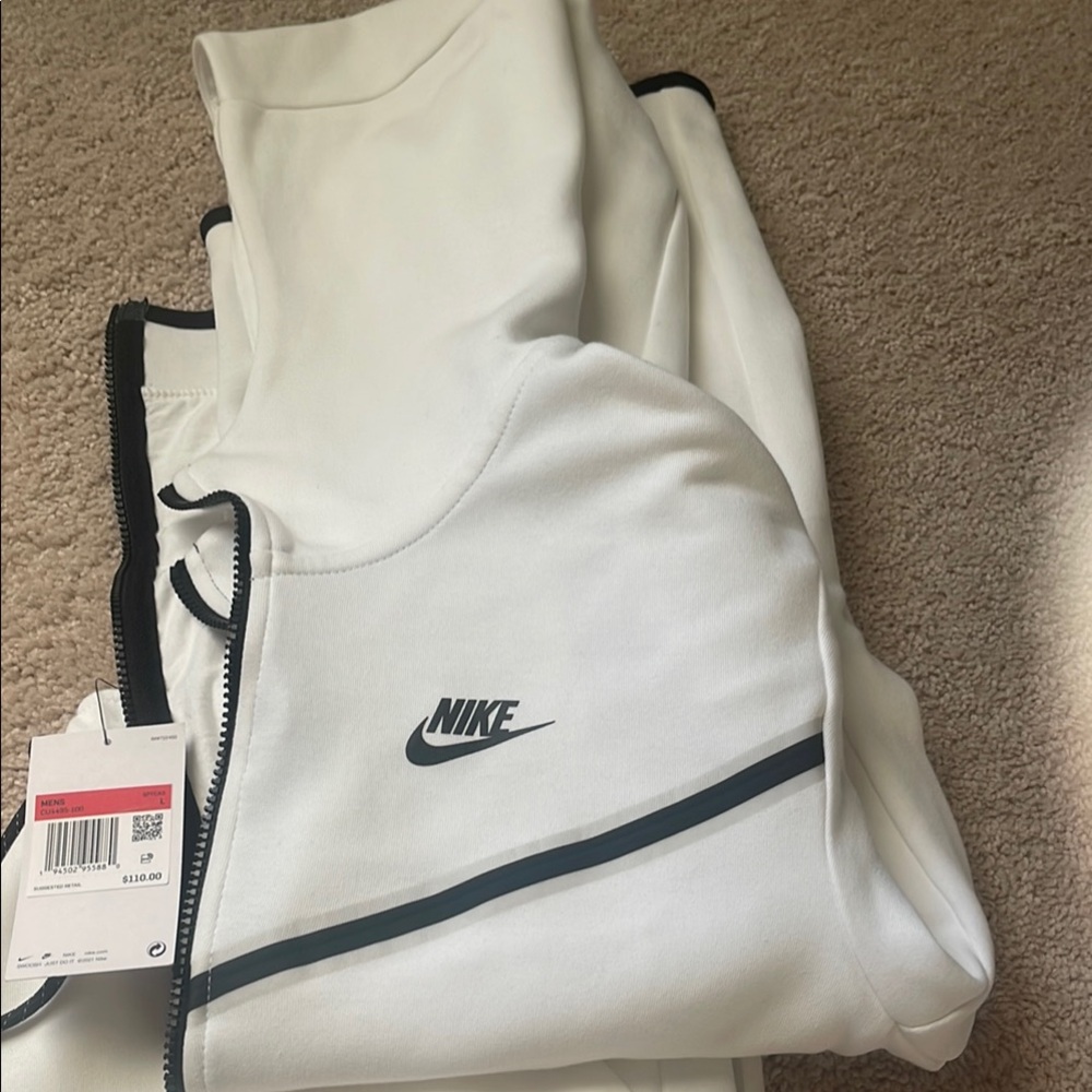 Men’s Nike Tech White and Black Sports Jacket and Pants Size M